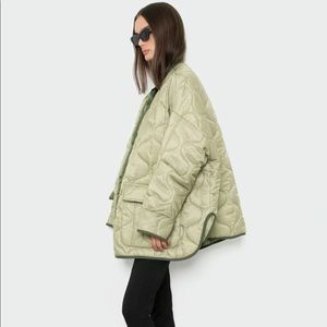 Frankie Shop Teddy quilted nylon jacket liner - moss green - XS/S - retail $285